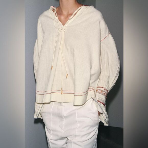 ZARA ZW COLLECTION EMBROIDERED SHIRT - Picture 6 of 11